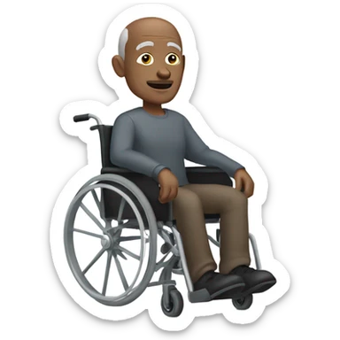 old black bald man in wheelchair. grey stubble. and he's pointing with his left hand sticker