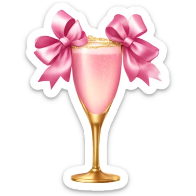 Pink champagne with gold bow sticker