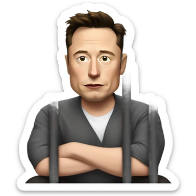 elon musk sad behind bars sticker