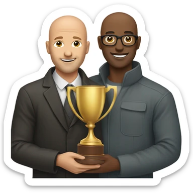Trophy with bald brown man  sticker