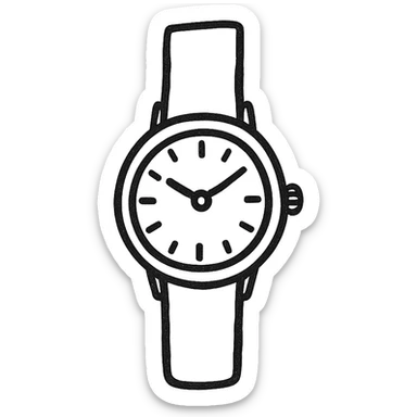 watch, hand drawn icon style, sketchy and playful sticker
