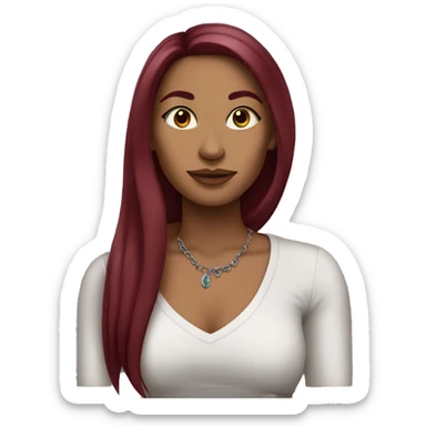 Tattooed woman with long straight burgundy hair sticker