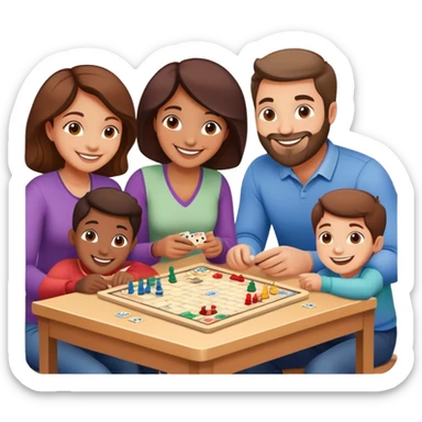 Family playing board games together at home sticker