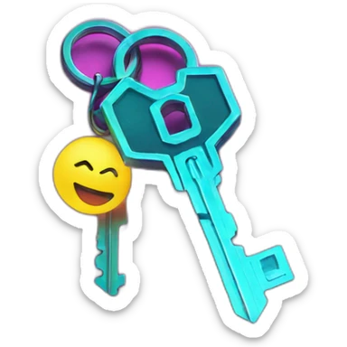 Key in a cyberpunk environment with neon lighting. sticker