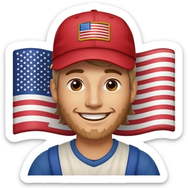 smiling redneck guy with american hat sticker