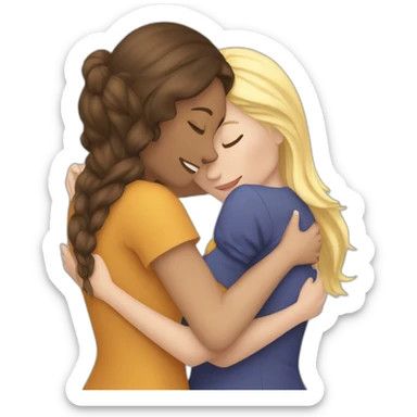 Sister hugs a blonde and a brunette white girls sticker