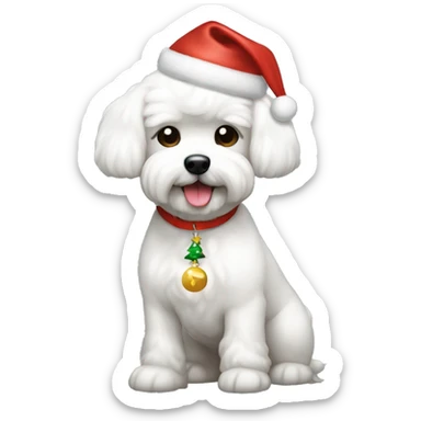 bichon maltés con accesorios navidad  sticker