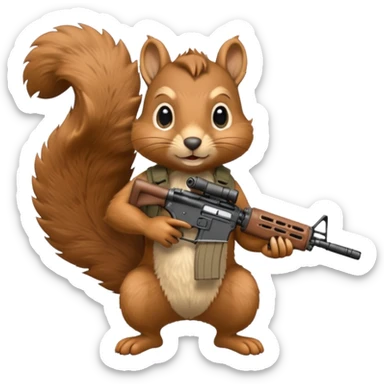 Squirrel holding m4 rifle sticker