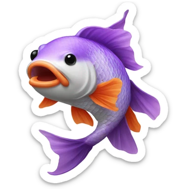 Koi fish with a purple mustache  sticker