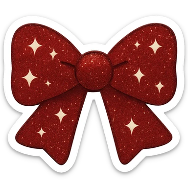 Make the glitter bow red with shimmering texture, elegant and festive, no background, keep the shimmering and elegant festive look. sticker
