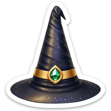 Black witch hat with glitter and golden details sticker