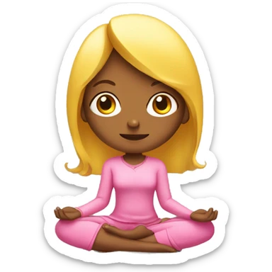 girl in pink clothes with yellow hair sits in lotus position sticker