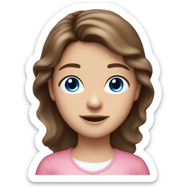Pretty brown haired, girl, angelic, blue eyes, pink clothes sticker