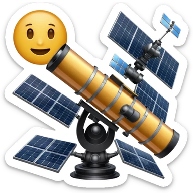 Hubble Space Telescope emoji style, focus on the telescope itself, professional look, accurate to real Hubble, smaller solar panels sticker