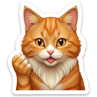 cat licking its paw sticker