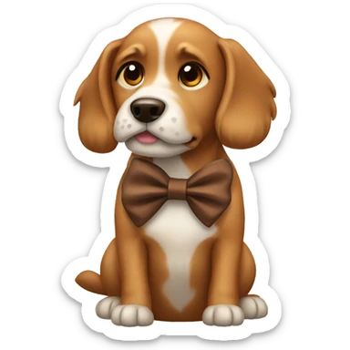 Dog with Brown bow sticker