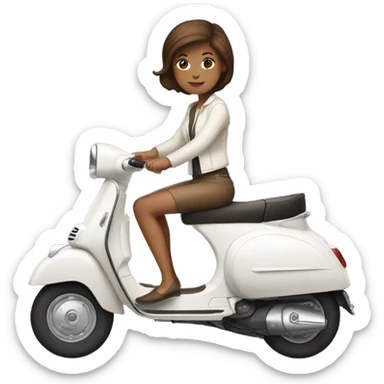Brown hair girl riding a white Vespa  sticker