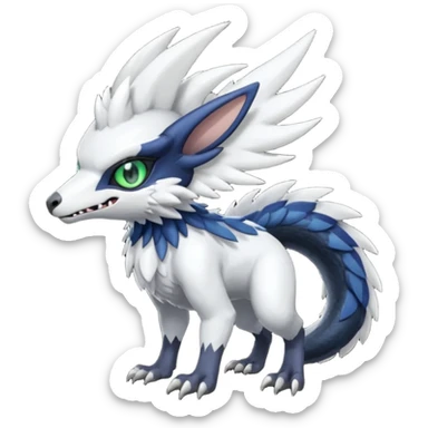 Shiny Black Grey White and Dark-Green Trico-Nargacuga-Silvally-Absol-fusion sticker