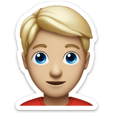 person with blue eyes and red mushroom in head sticker