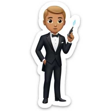 Cinematic Realistic James Bond Pop Culture Emoji, depicted with suave sophistication and dynamic action rendered with crisp details and cinematic lighting that capture his legendary cool. sticker