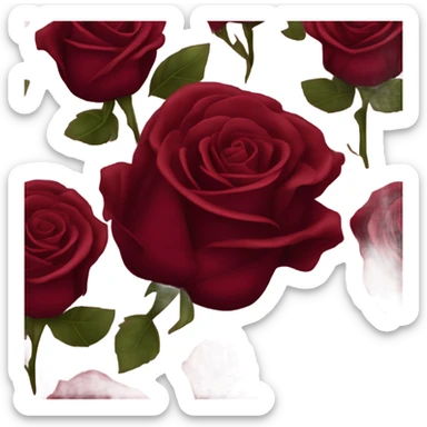 A bouquet of deep red roses tied with a burgundy satin ribbon
 sticker