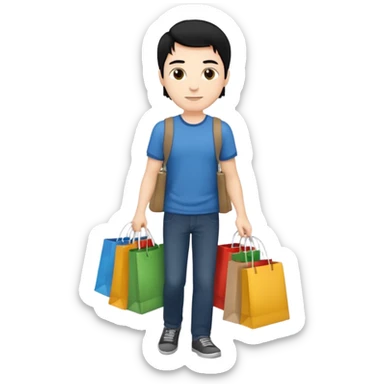 a white guy with black hair shopping sticker
