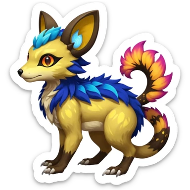 Rare realistic exotic cute epic pretty beautiful handsome gorgeous aesthetic colorful vibrant Vernid-Protogen-Primagen-Wickerbeast-species-Fakemon-creature by LiLaiRa, random markings, tufted ears, full body sticker