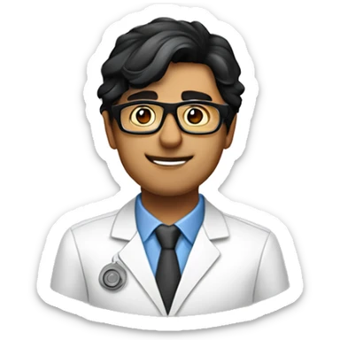 a mechanical engineer expert in computer science black hair indian and add aviator type glasses  sticker