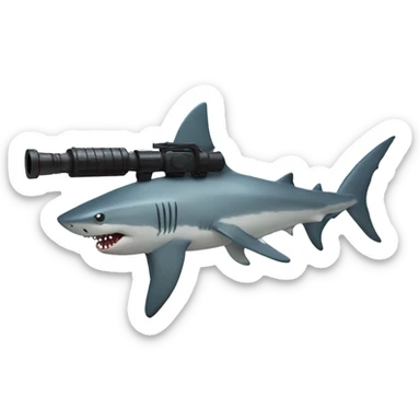 shark with a big gun sticker