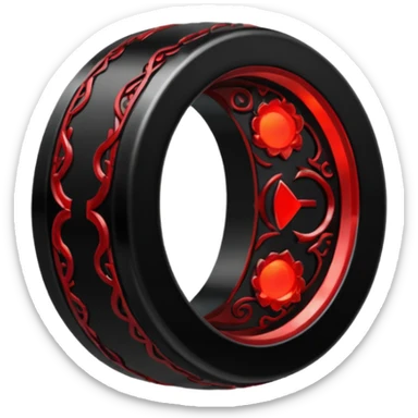 iOS sticker, dark fantasy ring, black metal, red inner glow, minimal sticker