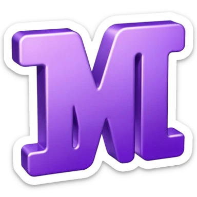 3D text that spells "me" in a shiny purple font  sticker