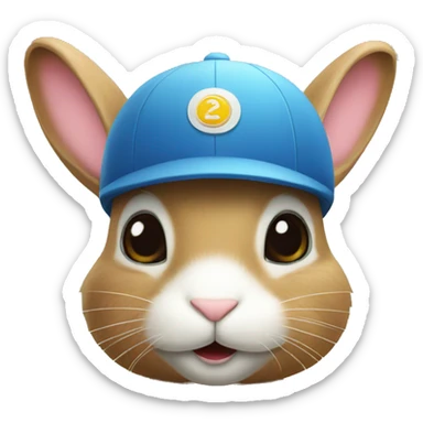 Bunny in cycling hat sticker