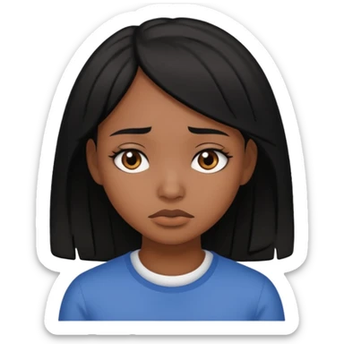 pretty brown girl with black hair who is sad sticker