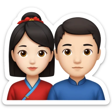 Chinese girl and chinese boy sticker