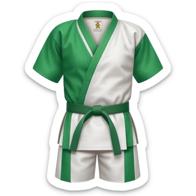 karate gi with a green belt sticker