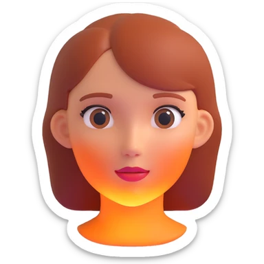 girl face with glowing, beautiful skin, 3D rendered style sticker