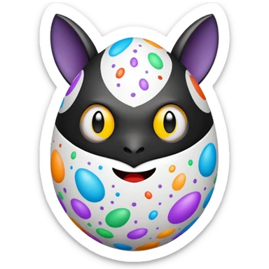 easter egg with bat sticker