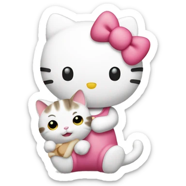 hello kitty holding cat sticker
