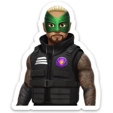 Dominik Mysterio wearing a black tactical vest  sticker