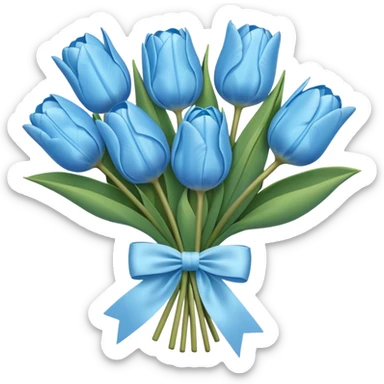 sky blue tulip bouquet with bow sticker