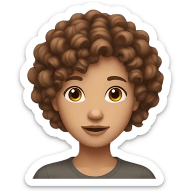 Curly brown hair teen called Nora sticker
