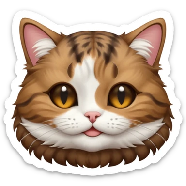 dark brown tabby and white cat in funny positions upside down with eyes closed sticker