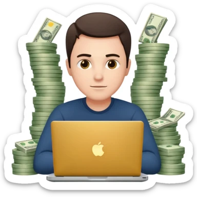 aktien experte er sitz am laptop und verdient durchs traden geld

geld sollte um ihn herum sein sticker