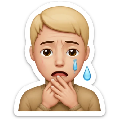person crying while choking themselves  sticker