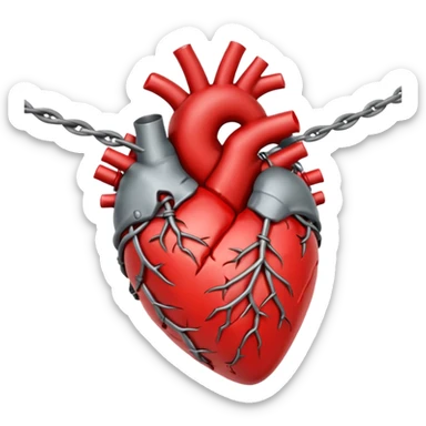anatomical heart wrapped in barbed wire sticker
