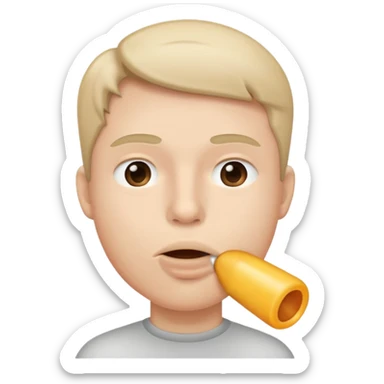 Straight face emoji that's holding air in their mouth sticker