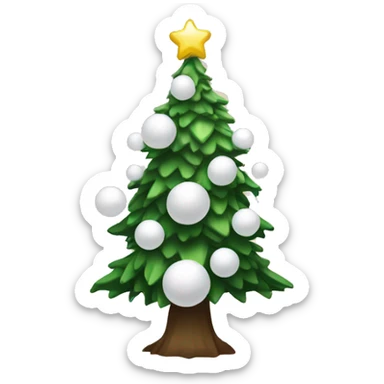 Christmas tree with snow, lights and white balls  sticker