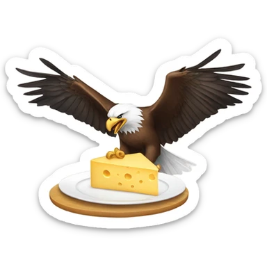 Eagle flying with a piece of cheese sticker