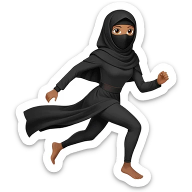 woman in a black niqab, running, dynamic pose sticker