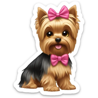 Yorkie with a bow sticker